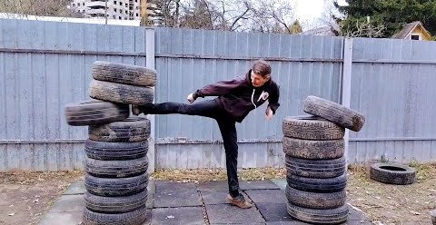 YouTube: Каратэ в самообороне - 4. Встречные удары ногами Мае-гери, Йоко-гери, Уширо-гери.