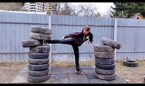 YouTube: Каратэ в самообороне - 4. Встречные удары ногами Мае-гери, Йоко-гери, Уширо-гери.